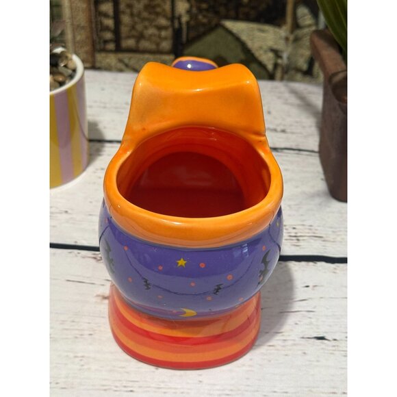 Ceramic Halloween Witch Boot Planter/Vase Purple & Orange - Picture 5 of 8